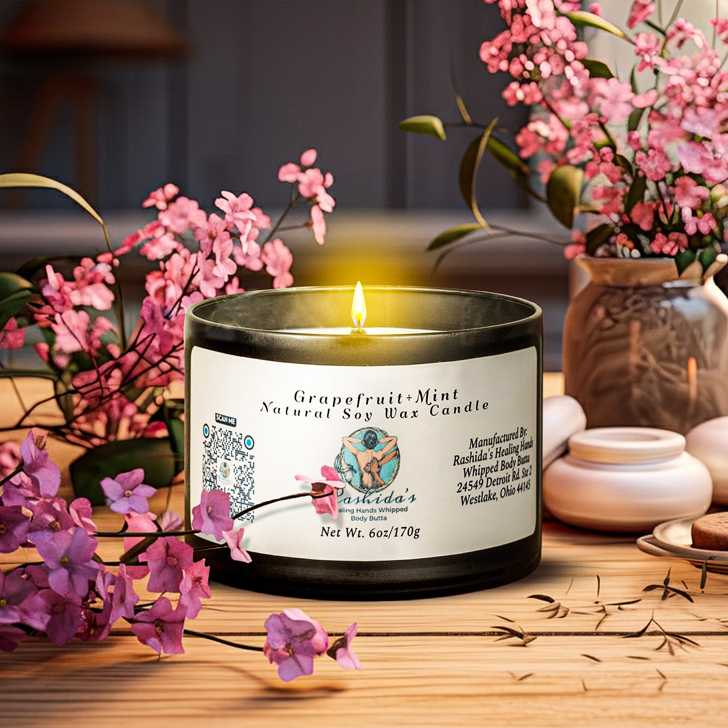 Grapefruit + Mint 6oz Soy Candle