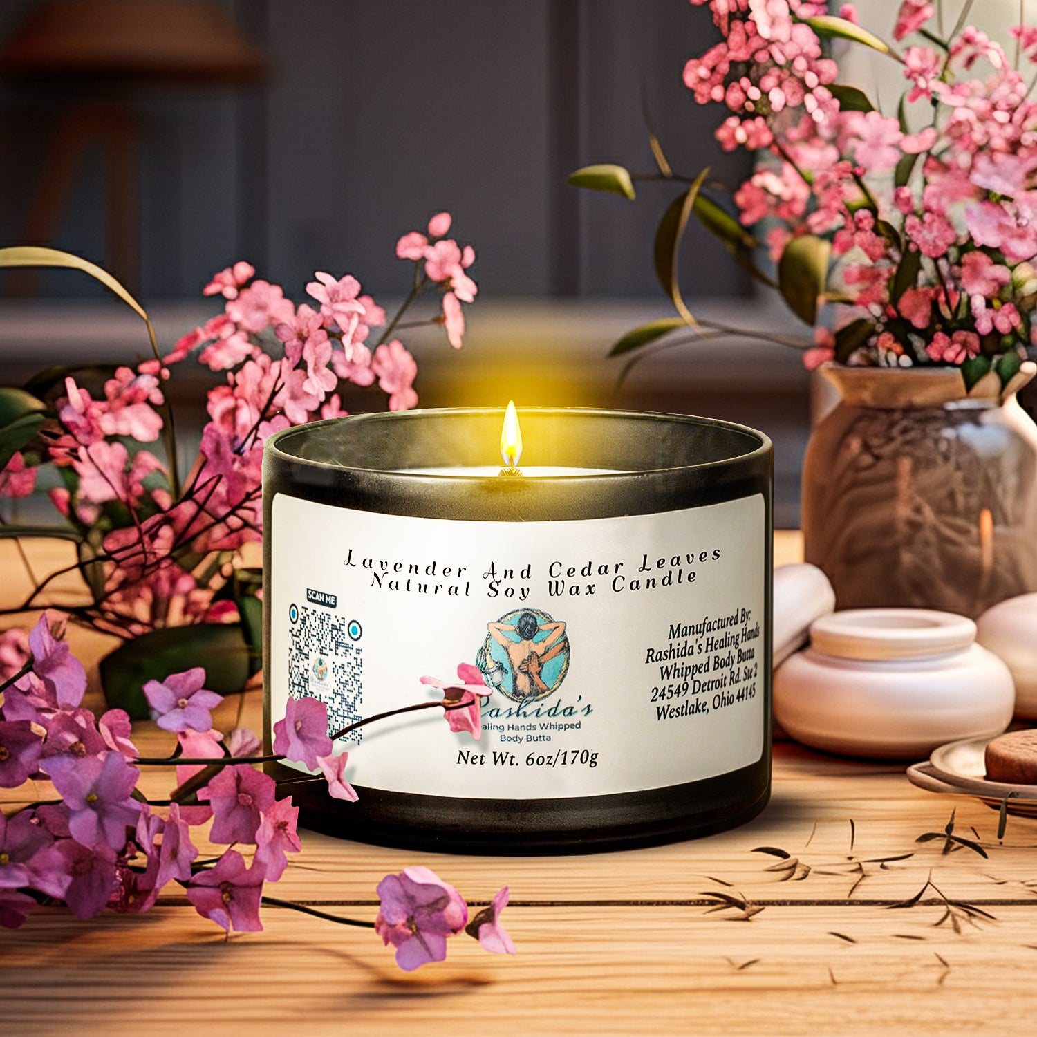 Lavender and Cedar Leaves 6oz Tin Soy Candle